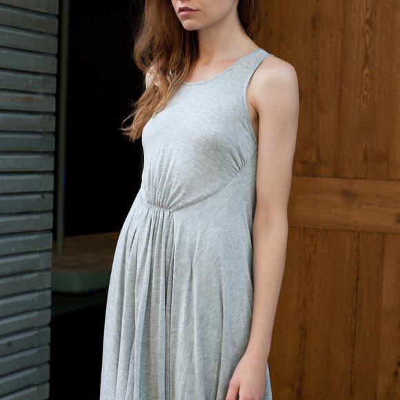 NWT CUT25 BY YIGAL AZROUEL Grey Asymmetrical Drape Sleeveless Dress Size L $295 - Picture 13 of 15